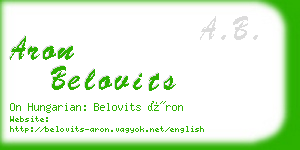 aron belovits business card